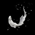 Milk splash isolated on black Royalty Free Stock Photo