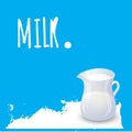 Milk splash and jug of milk for design. Royalty Free Stock Photo