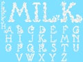 Milk splash letters font Royalty Free Stock Photo