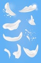 Milk splash set. Vector illustration Royalty Free Stock Photo