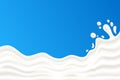 Milk splash vector illustration on a blue background Royalty Free Stock Photo