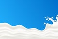 Milk splash vector illustration on a blue background Royalty Free Stock Photo