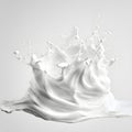 Milk Splash on White Background, Capturing Freshness, Motion, and Clean Minimalist Aesthetic Royalty Free Stock Photo