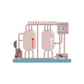 Milk sterilization equipment, production of milk, dairy industry vector Illustration on a white background