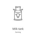 milk tank icon vector from farming collection. Thin line milk tank outline icon vector illustration. Linear symbol for use on web