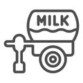 Milk tank trailer line icon, dairy products concept, Tank truck sign on white background, Milk tanker icon in outline Royalty Free Stock Photo
