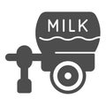 Milk tank trailer solid icon, dairy products concept, Tank truck sign on white background, Milk tanker icon in glyph Royalty Free Stock Photo