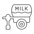 Milk tank trailer thin line icon, dairy products concept, Tank truck sign on white background, Milk tanker icon in Royalty Free Stock Photo