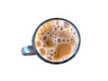 Milk tea or popularly known as Teh Tarik in Malaysia isolated on a white background Royalty Free Stock Photo