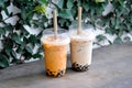 Milk tea or thai tea or bubble tea and iced coffee Royalty Free Stock Photo