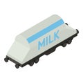 Milk train wagon icon, isometric style