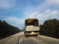 Milk trasportation lorry road sky plastic white Royalty Free Stock Photo