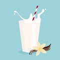 Milk with tube and vanilla vector illustration