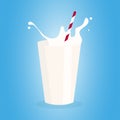 milk with tube vector illustration