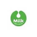 Milk vector logo template. Isolated drink and food shake. Green organic icon. Cow milk symbol. Natural logotype. Eco Royalty Free Stock Photo