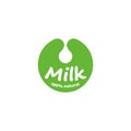 Milk vector logo template. Isolated drink and food shake. Green organic icon. Cow symbol. Natural logotype. Eco sign Royalty Free Stock Photo