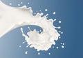 Milk wave or flow splash, pouring cream or yogurt, dairy abstract liquid background, isolated, 3d rendering