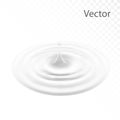 Milk or white liquid drop, ripple surface. Cream circle with falling drip. Yogurt wave made by gradient mesh tool Royalty Free Stock Photo