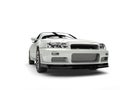 Milk white urban sports car - closeup shot Royalty Free Stock Photo