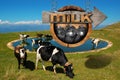 Milk - Wooden Sign with Grazing Cows