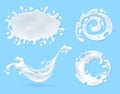 Milk, yogurt or cream blots set.