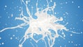 Milk or yogurt explosion in slow motion. White liquid cream drops splash