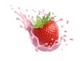 milk or yogurt splash with strawberries Royalty Free Stock Photo