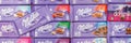 Milka chocolate chocolates different types variety background banner