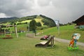 The Milka Line in Saalbach ,a ride track for the whole family ,on the Kohlmais Mountains. Royalty Free Stock Photo