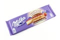 Milka mmmax Strawberry Cheesecake large alpine milk chocolate isolated on white background Royalty Free Stock Photo