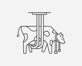 Dairy Cow Line Linear Icon. Animal Cruelty Abuse Farm Cattle Milk Milking Agriculture Beef Industry Sign Symbol Vector Clipart Royalty Free Stock Photo