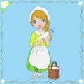 Milkmaid Holding Milk Bottle Vector Illustration