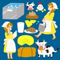Milkmaid Vector Collection Royalty Free Stock Photo