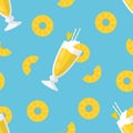 Pineapple Cocktail. Seamless Vector Patterns