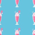 Strawberry Milkshake. Seamless Vector Patterns