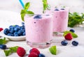 Milkshake with blueberries Royalty Free Stock Photo