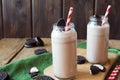 Milkshake (chocolate smoothie) with cookies