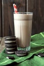 Milkshake (chocolate smoothie) with cookies Royalty Free Stock Photo