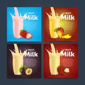 Milkshake concept with milk splash and fruit Royalty Free Stock Photo