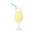 Milkshake in a glass. Vector illustration on a white background.