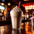 Milkshake, frothy sweet dairy thick rich milk drink