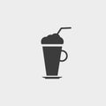 Milkshake icon in a flat design in black color. Vector illustration eps10