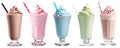 Milkshake Smoothie in cup on transparent background cutout, PNG file. Many