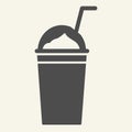 Milkshake solid icon. Smoothie vector illustration isolated on white. Take away cup glyph style design, designed for web