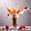 Milkshake, sweet cold milk beverage, with cream and syrup Royalty Free Stock Photo