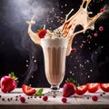 Milkshake, sweet cold milk beverage, with cream and syrup Royalty Free Stock Photo