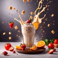 Milkshake, sweet cold milk beverage, with cream and syrup Royalty Free Stock Photo