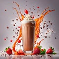 Milkshake, sweet cold milk beverage, with cream and syrup Royalty Free Stock Photo