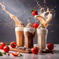 Milkshake, sweet cold milk beverage, with cream and syrup Royalty Free Stock Photo