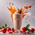 Milkshake, sweet cold milk beverage, with cream and syrup Royalty Free Stock Photo